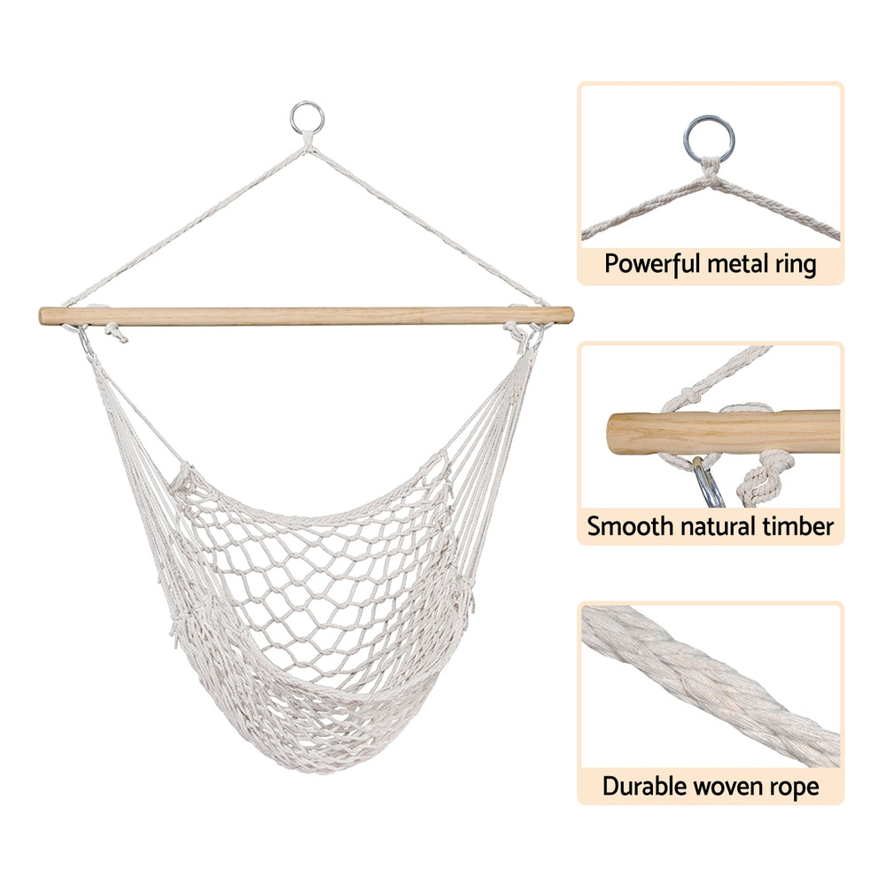 gardeon-hammock-chair-outdoor-hanging-chair-camping-mesh-indoor-hammocks-cream at www.mallsonline.com.au