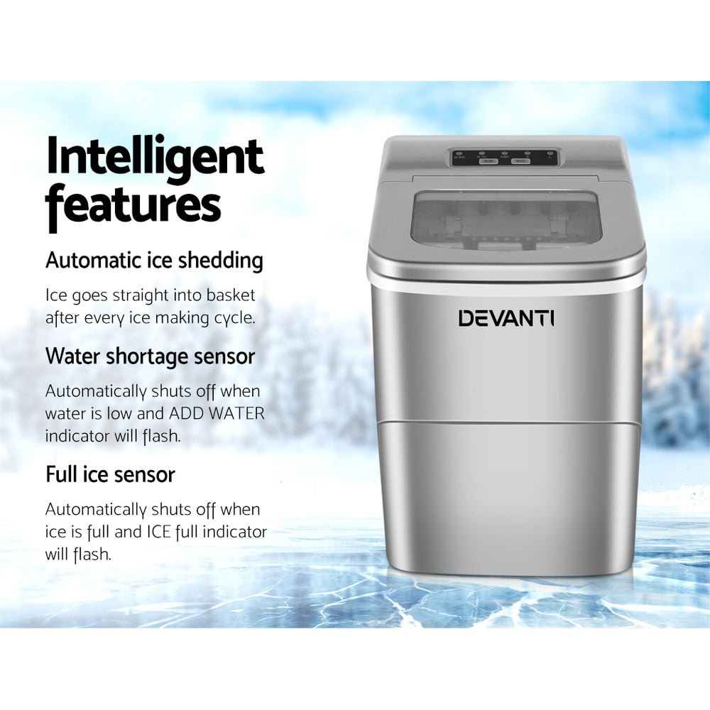 devanti-portable-ice-cube-maker-silver at www.mallsonline.com.au