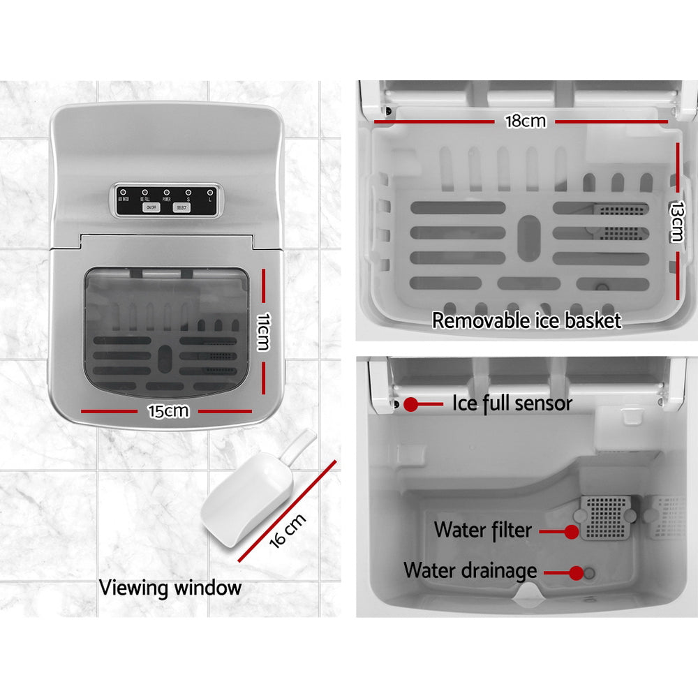 devanti-portable-ice-cube-maker-silver at www.mallsonline.com.au