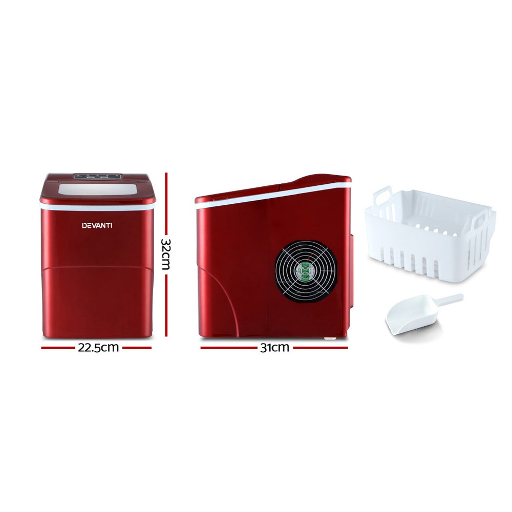 devanti-portable-ice-cube-maker-machine-2l-home-bar-benchtop-easy-quick-red at www.mallsonline.com.au