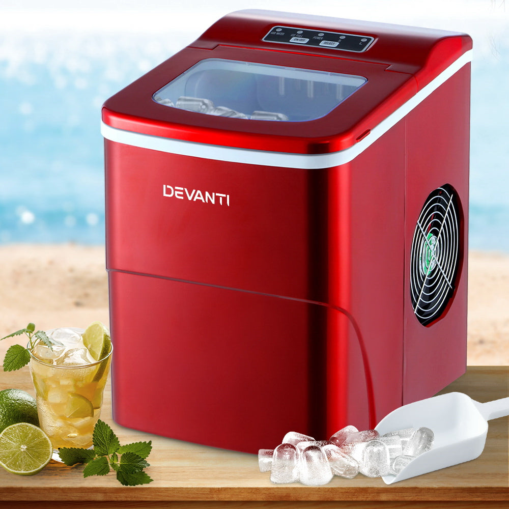 devanti-portable-ice-cube-maker-machine-2l-home-bar-benchtop-easy-quick-red at www.mallsonline.com.au