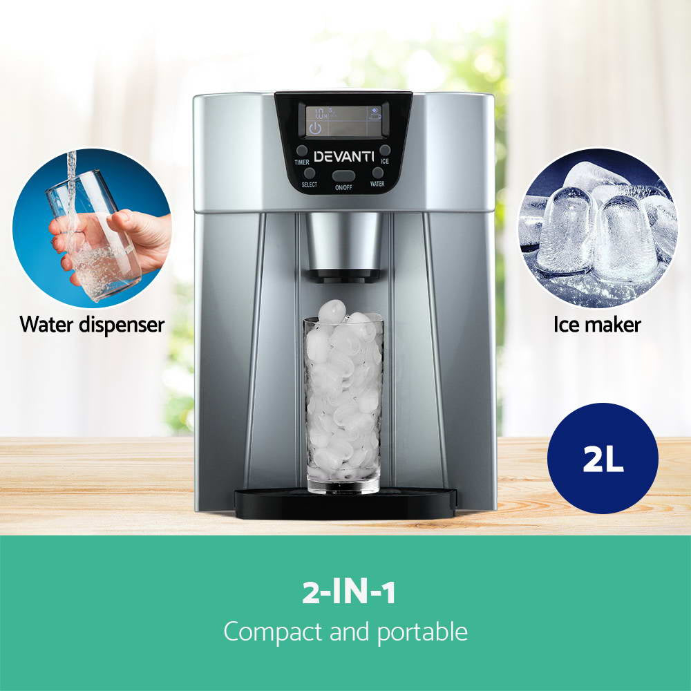 devanti-2l-portable-ice-cuber-maker-water-dispenser-silver at www.mallsonline.com.au