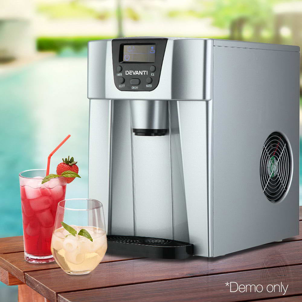 devanti-2l-portable-ice-cuber-maker-water-dispenser-silver at www.mallsonline.com.au