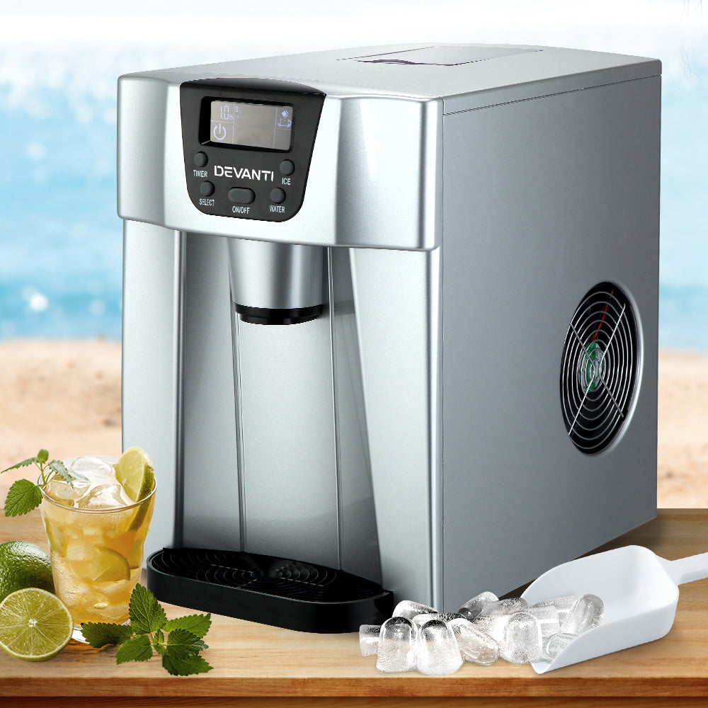 devanti-2l-portable-ice-cuber-maker-water-dispenser-silver at www.mallsonline.com.au