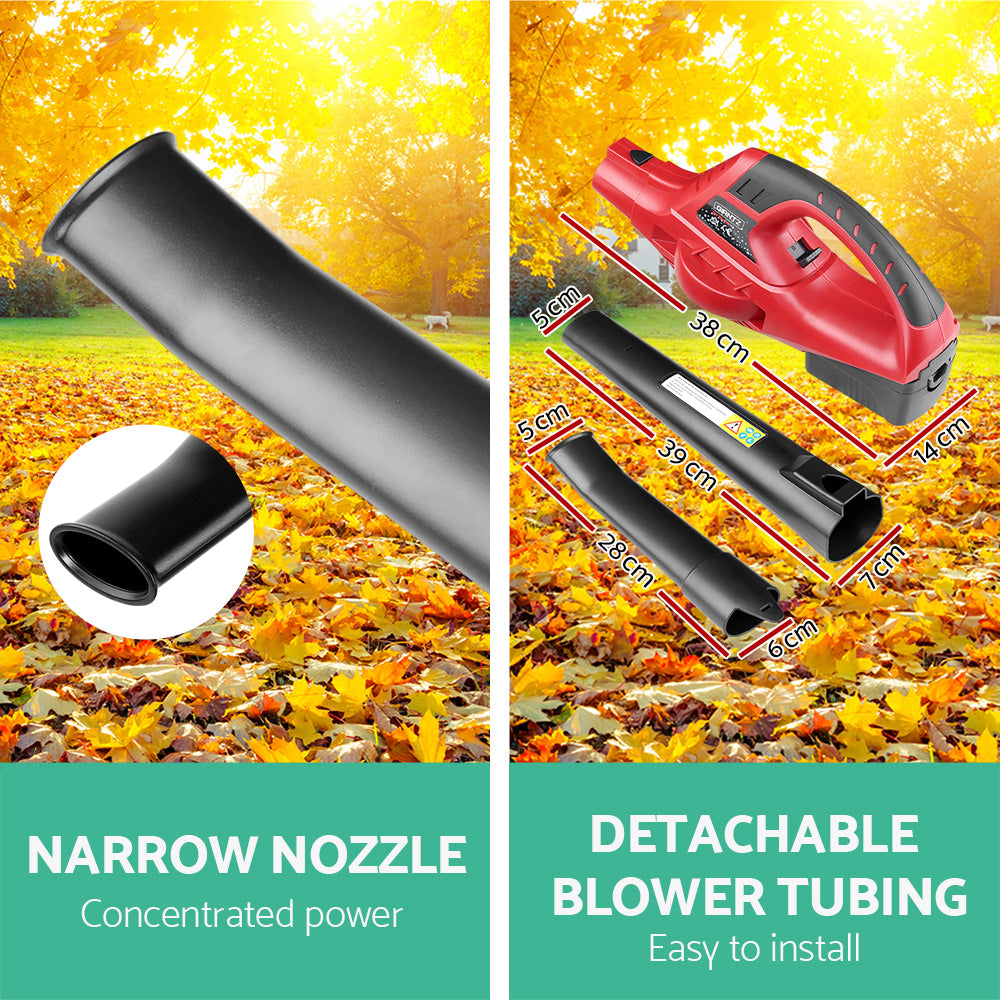 Giantz 20V Cordless Leaf Blower Garden Lithium Electric Battery Nozzles 2-Speed