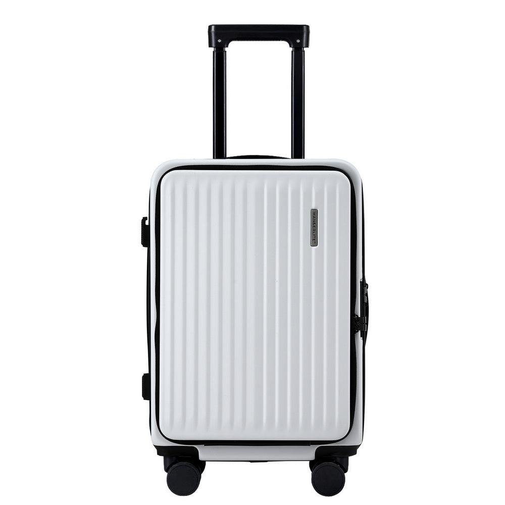 Wanderlite 20" Luggage Suitcase Front Pocket Travel Carry On Dual TSA White