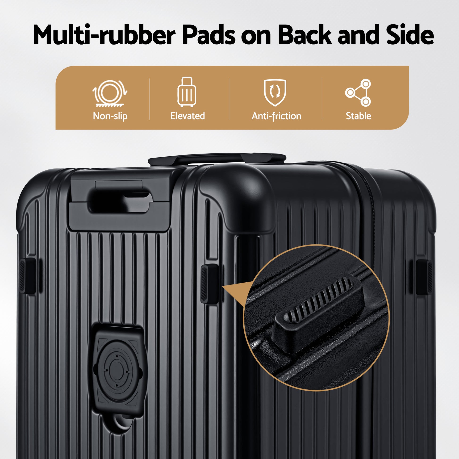 Wanderlite 28" Trunk Luggage Suitcase Travel 5 Wheels Type-C Port TSA Black