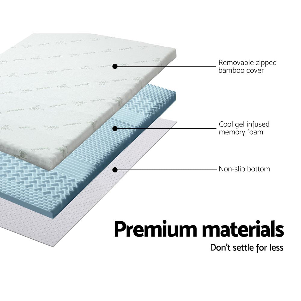 giselle-bedding-cool-gel-7-zone-memory-foam-mattress-topper-w-bamboo-cover-5cm-queen at www.mallsonline.com.au