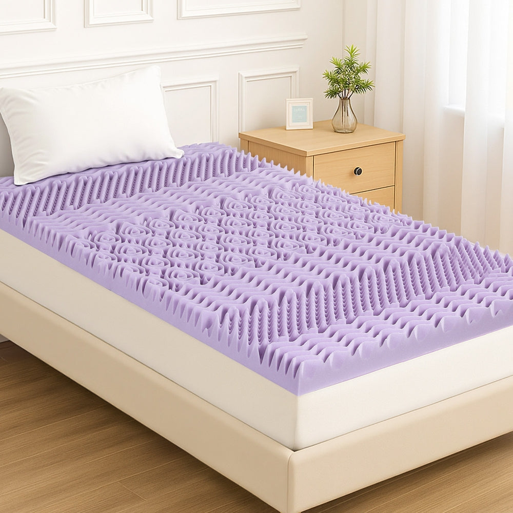 Giselle 8cm Memory Foam Mattress Topper Lavender Infused Bamboo Cover 7-Zone King Single