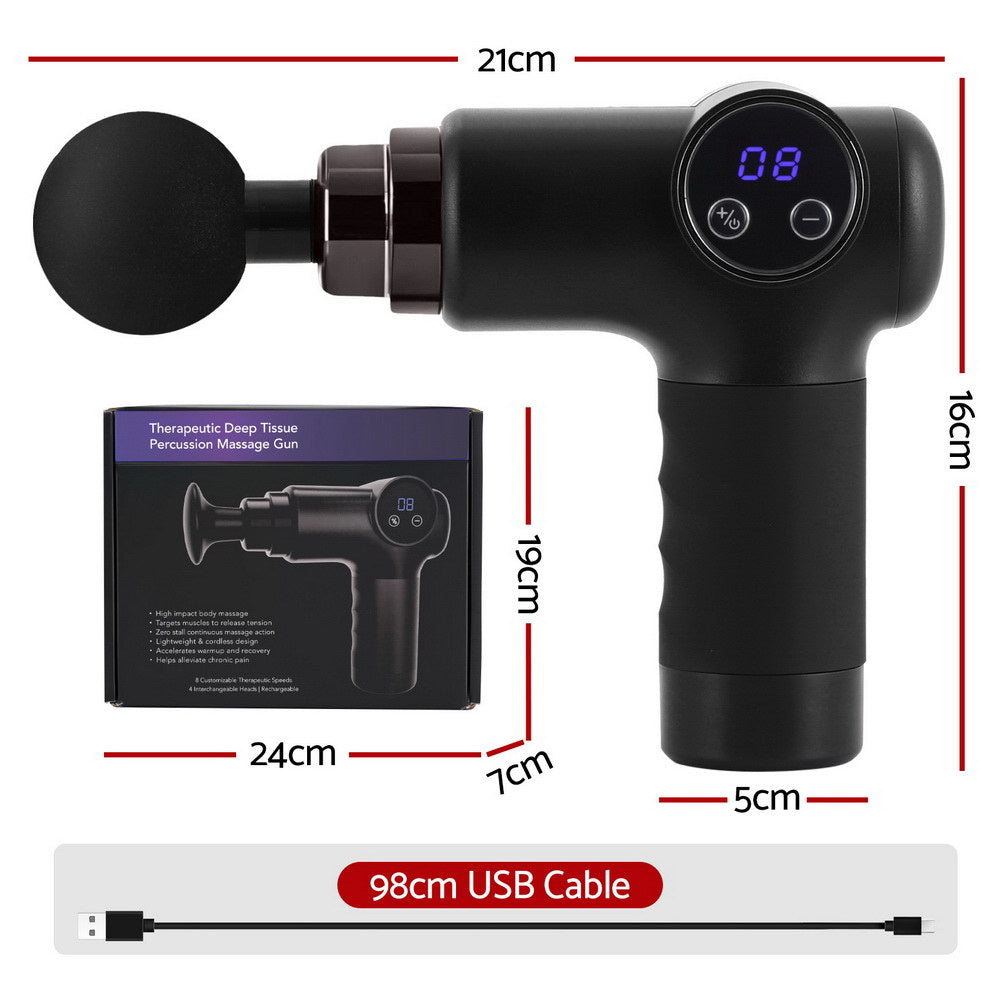 everfit-massage-gun-8-speed-4-heads-vibration-muscle-massager-chargeable-black www.mallsonline.com.au