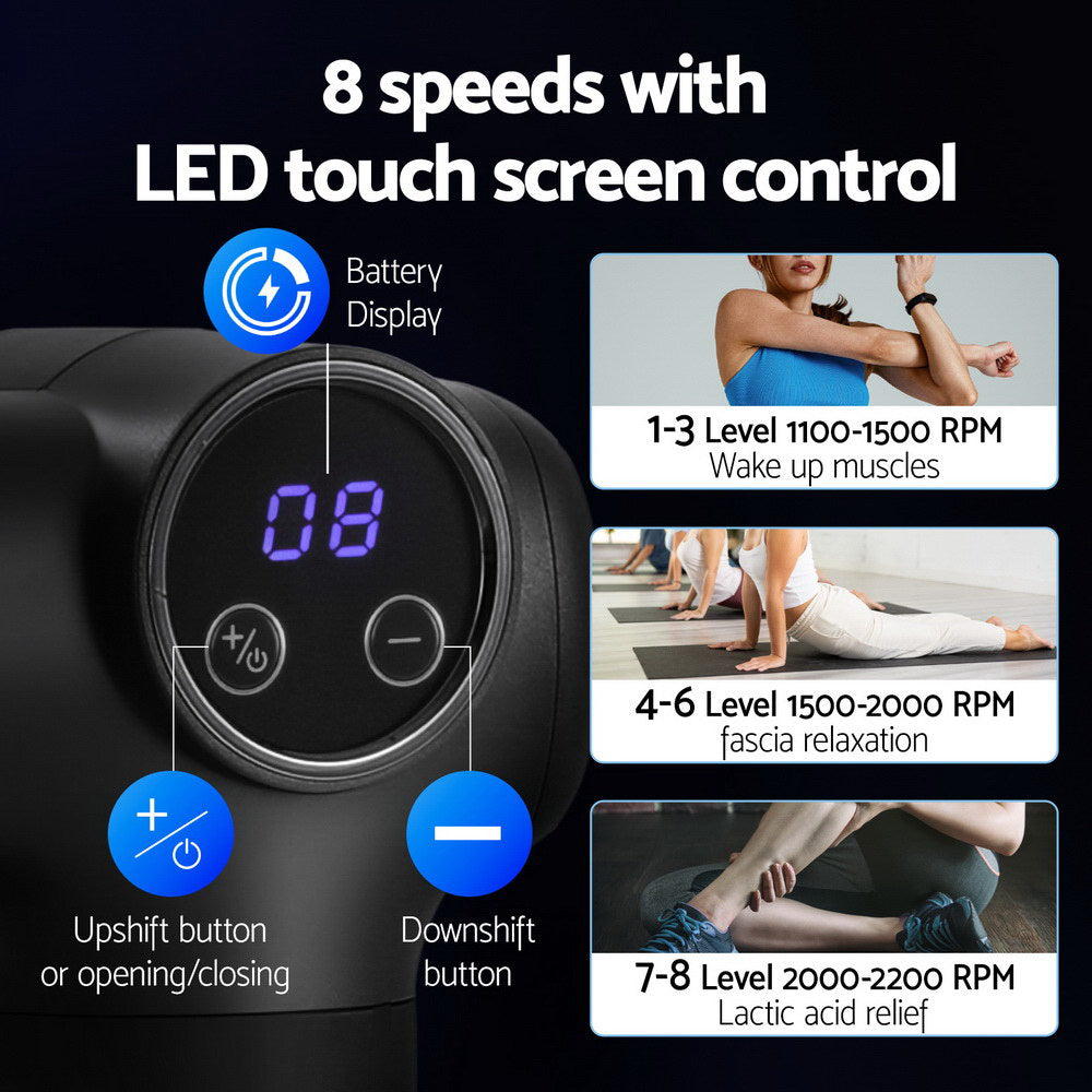 everfit-massage-gun-8-speed-4-heads-vibration-muscle-massager-chargeable-black www.mallsonline.com.au