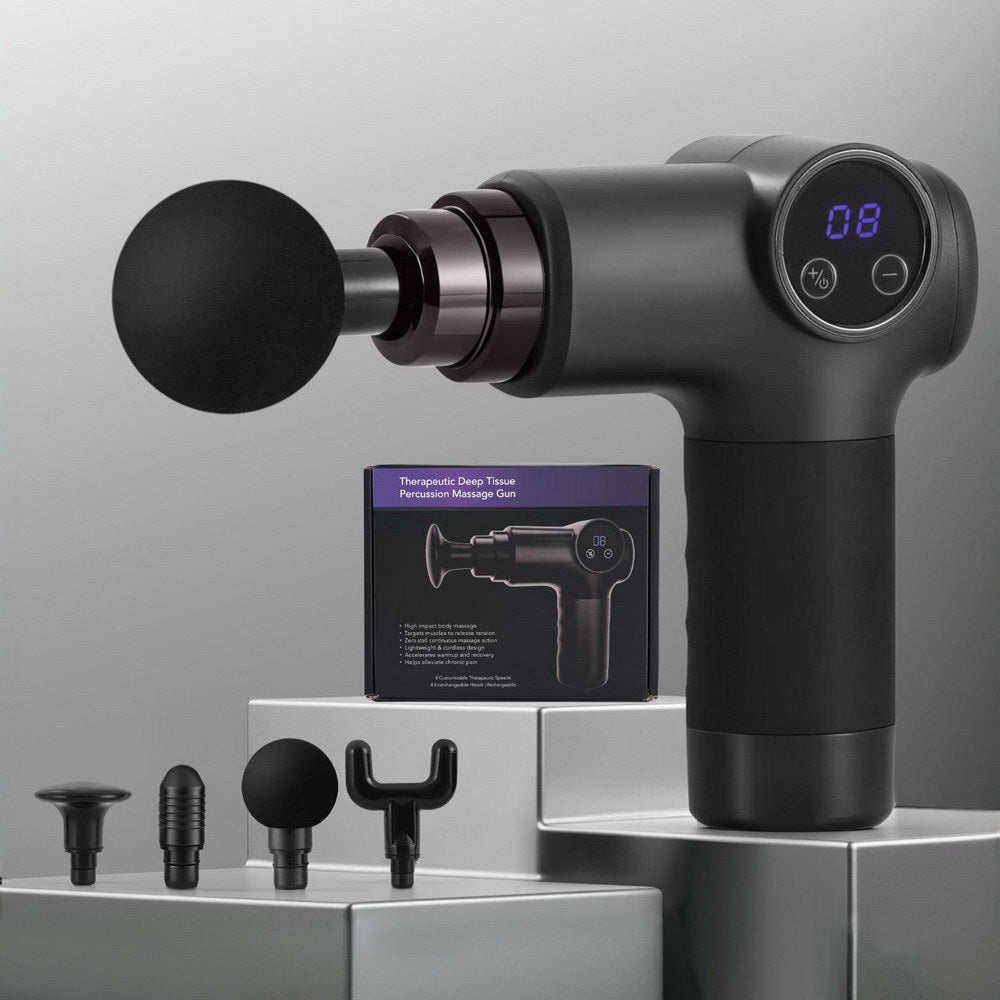 everfit-massage-gun-8-speed-4-heads-vibration-muscle-massager-chargeable-black www.mallsonline.com.au