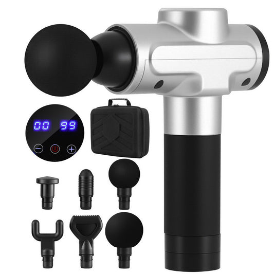 everfit-massage-gun-30-speed-6-heads-vibration-muscle-massager-chargeable-silver www.mallsonline.com.au
