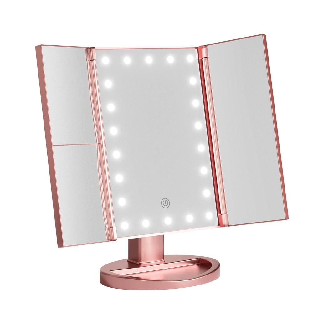 embellir-tri-fold-makeup-mirror-1x2x3x-magnifying-with-led-light-travel-portable-pink