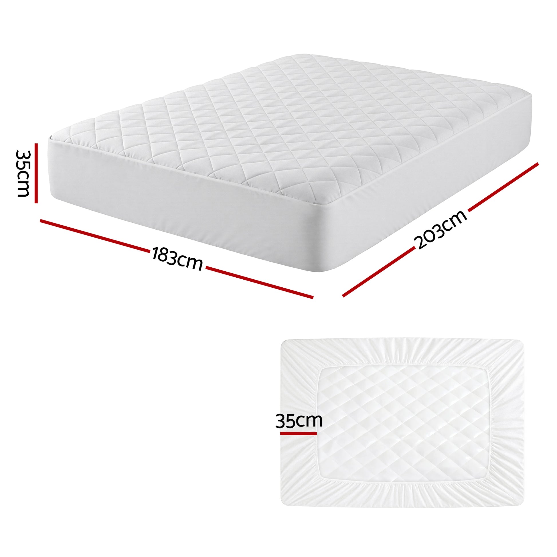 Giselle Waterproof Mattress Protector 100% Cotton Quilted Fitted Cover King