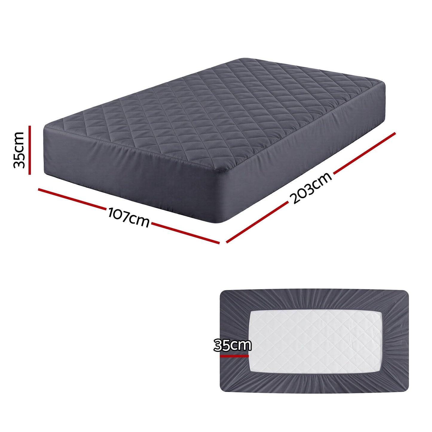 Giselle Water-Resistant Mattress Protector Microfiber 360Â° Fit King Single