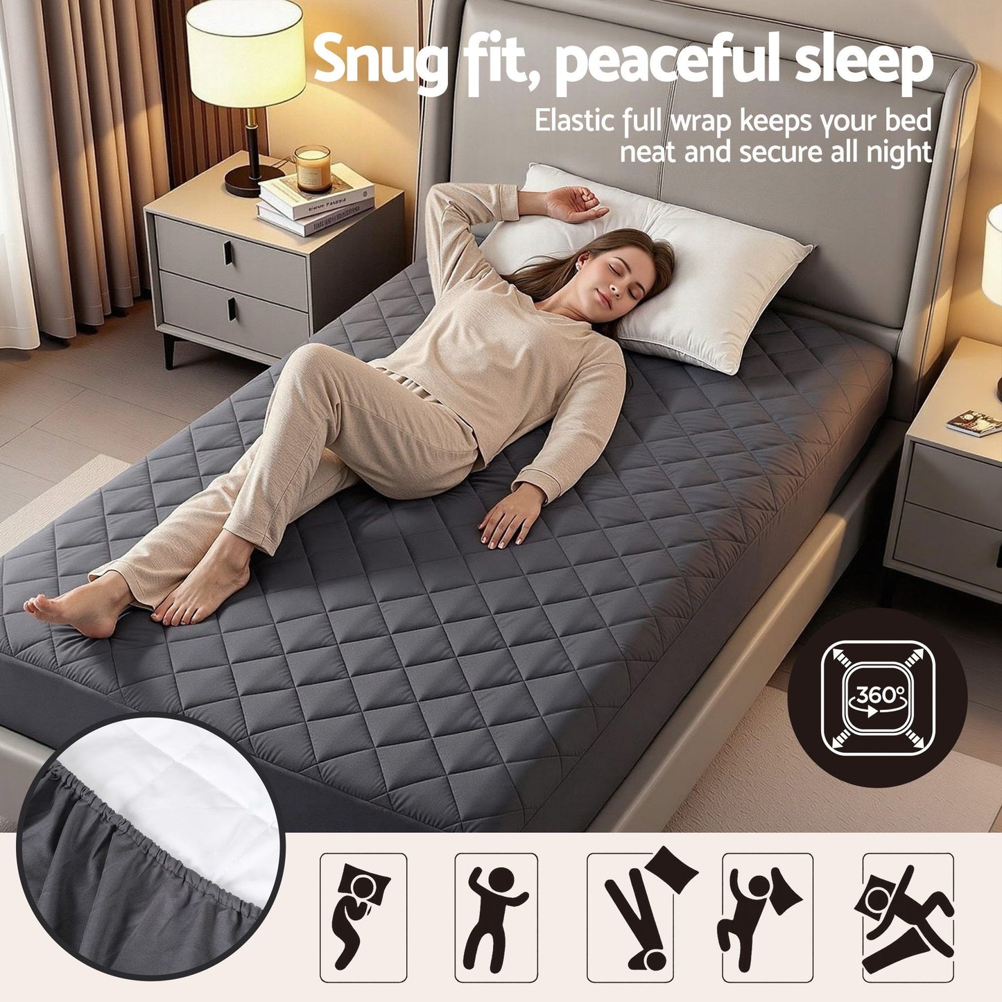 Giselle Water-Resistant Mattress Protector Microfiber 360Â° Fit King Single
