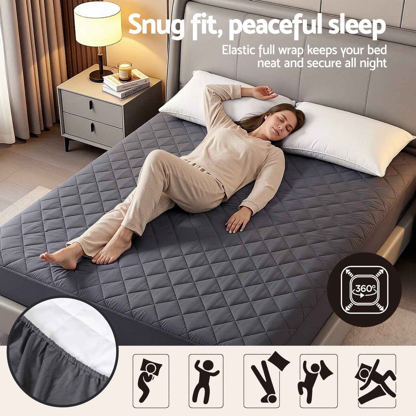 Giselle Water-Resistant Mattress Protector Microfiber 360° Fit Queen