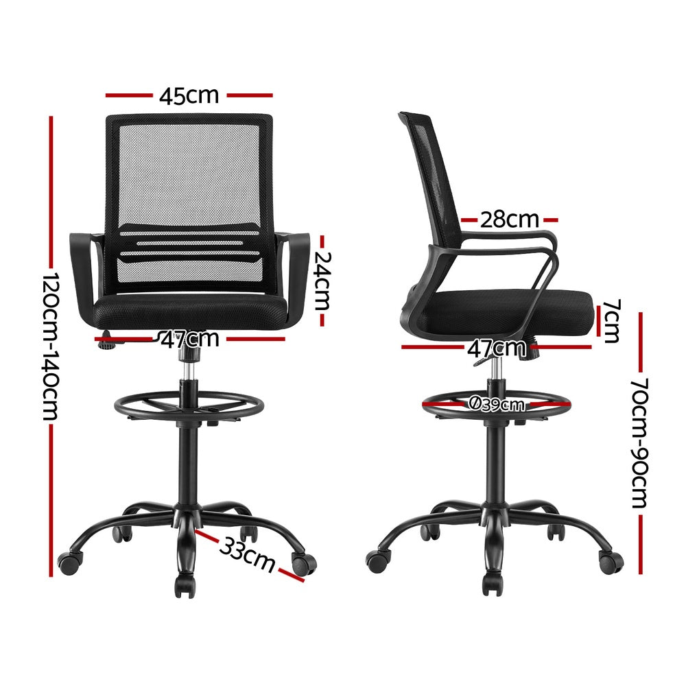 artiss-office-chair-drafting-chairs-stool-computer-desk-studios-mesh-black at www.mallsonline.com.au