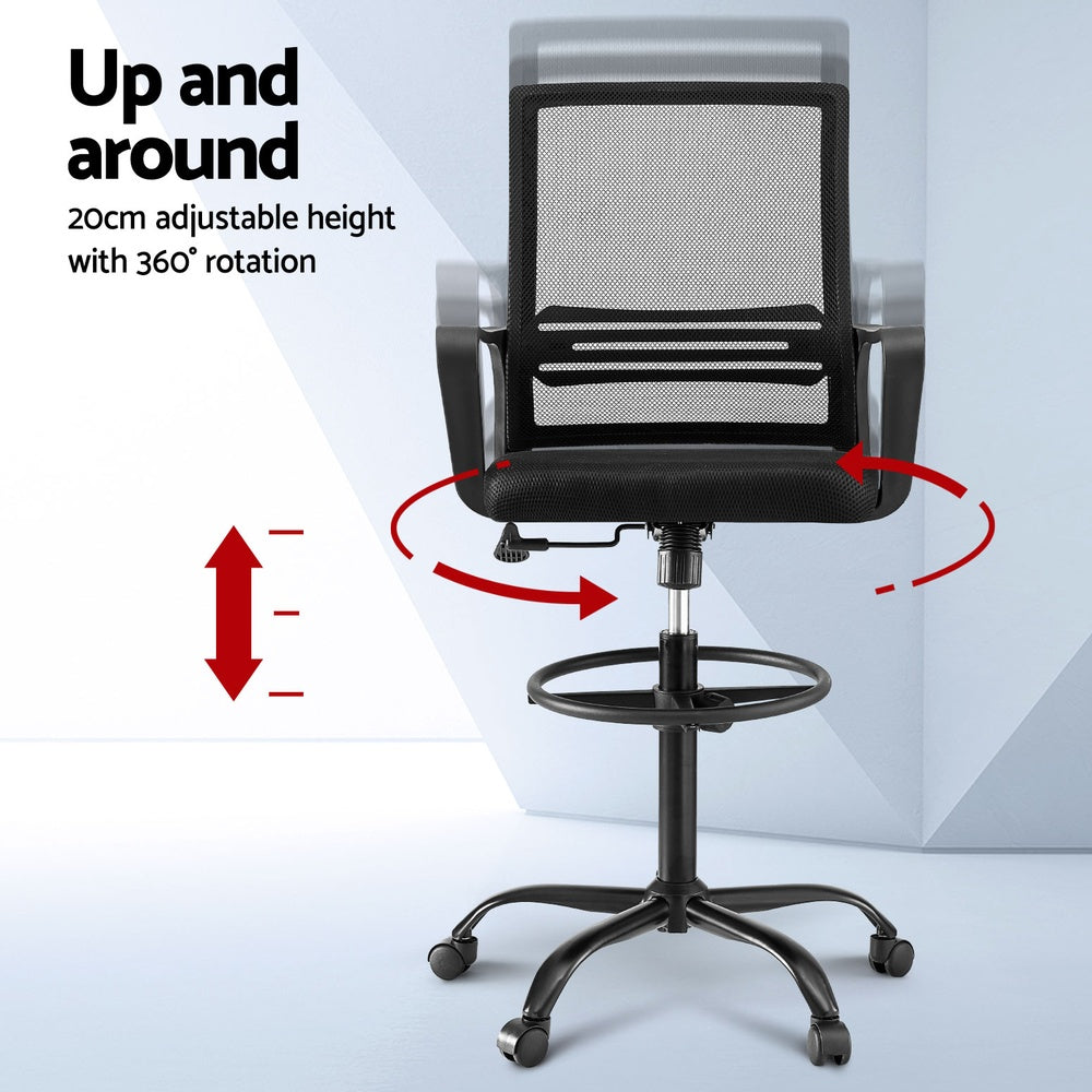 artiss-office-chair-drafting-chairs-stool-computer-desk-studios-mesh-black at www.mallsonline.com.au