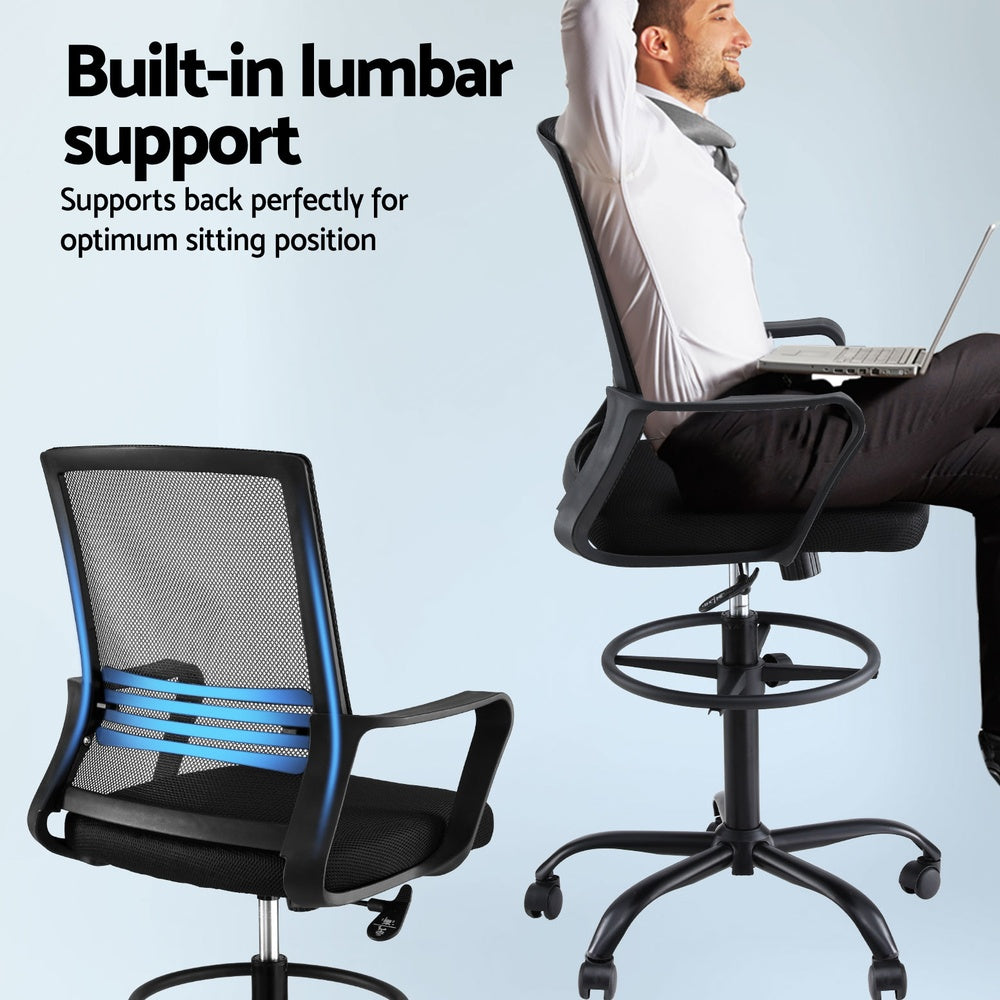 artiss-office-chair-drafting-chairs-stool-computer-desk-studios-mesh-black at www.mallsonline.com.au