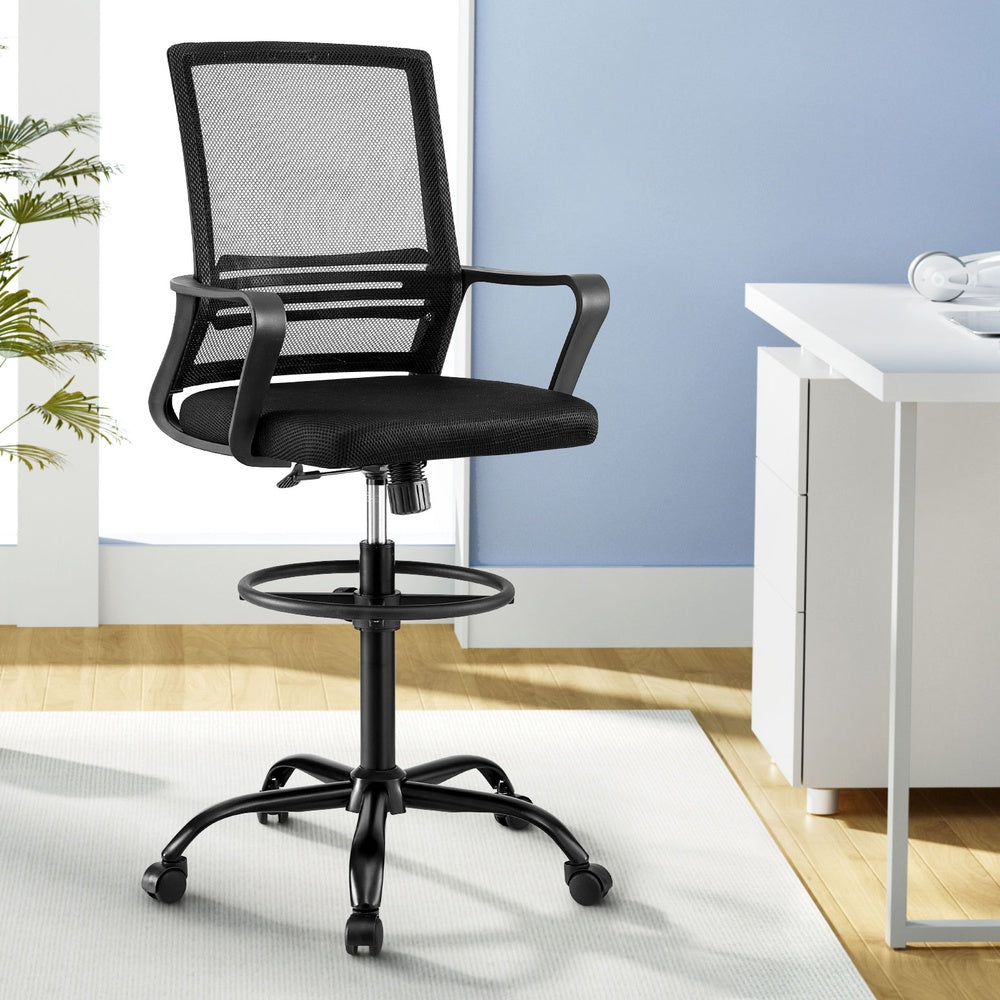 artiss-office-chair-drafting-chairs-stool-computer-desk-studios-mesh-black at www.mallsonline.com.au