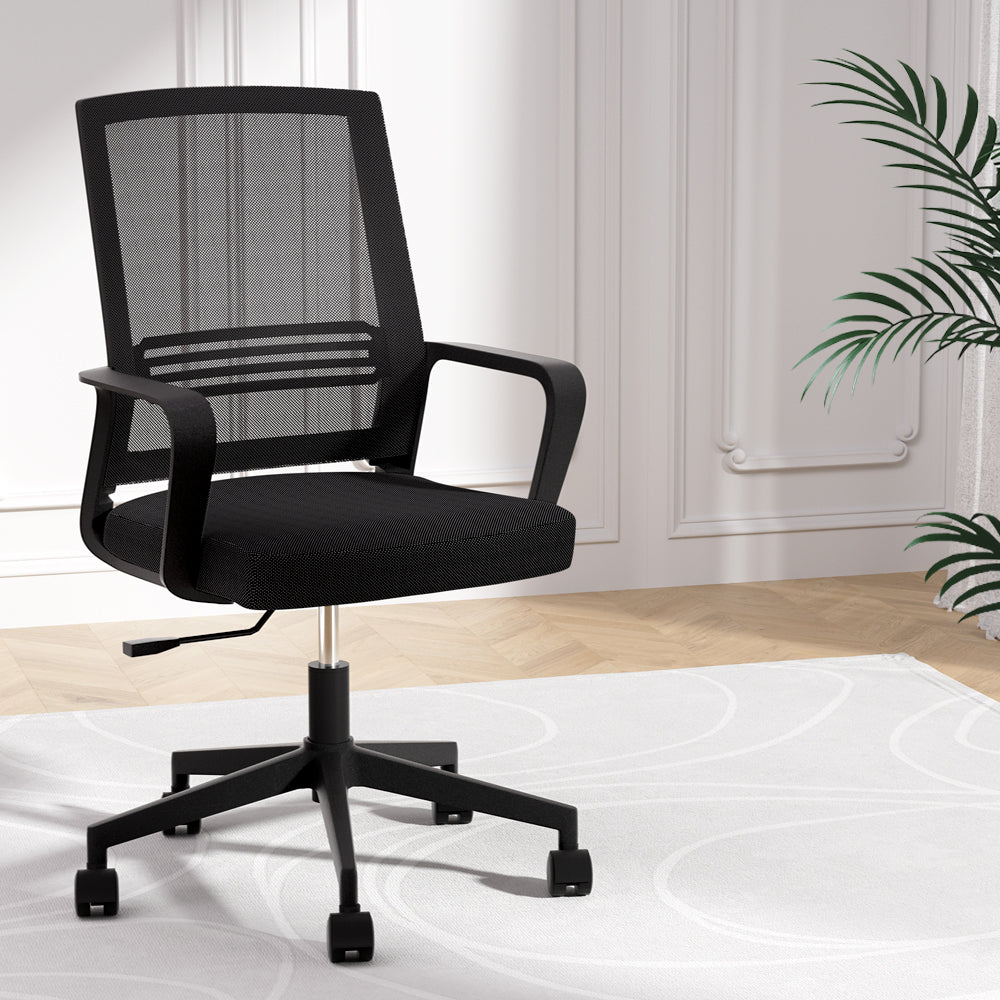 artiss-mesh-office-chair-computer-gaming-desk-chairs-work-study-mid-back-black at www.mallsonline.com.au