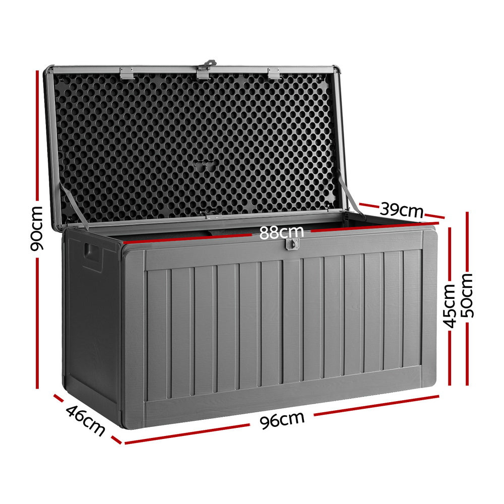 Gardeon Outdoor Storage Box 190L Container Lockable Garden Bench Tool Shed Black