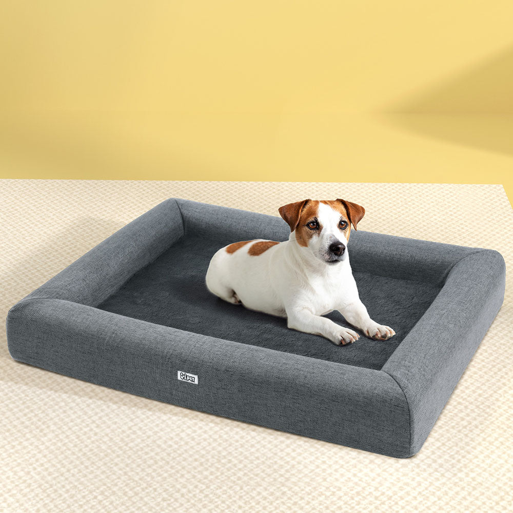 i.Pet Pet Bed Dog Cat Large Calming Soft Sofa Cushion Egg Crate Washable Grey