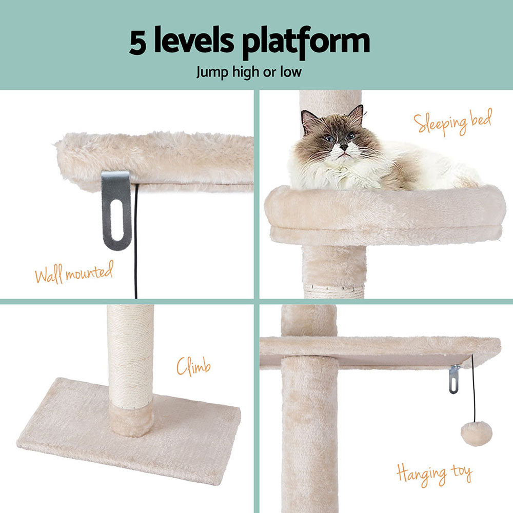 i.Pet Cat Tree 290cm Tower Scratching Cats Post Scratcher Floor to Ceiling Bed