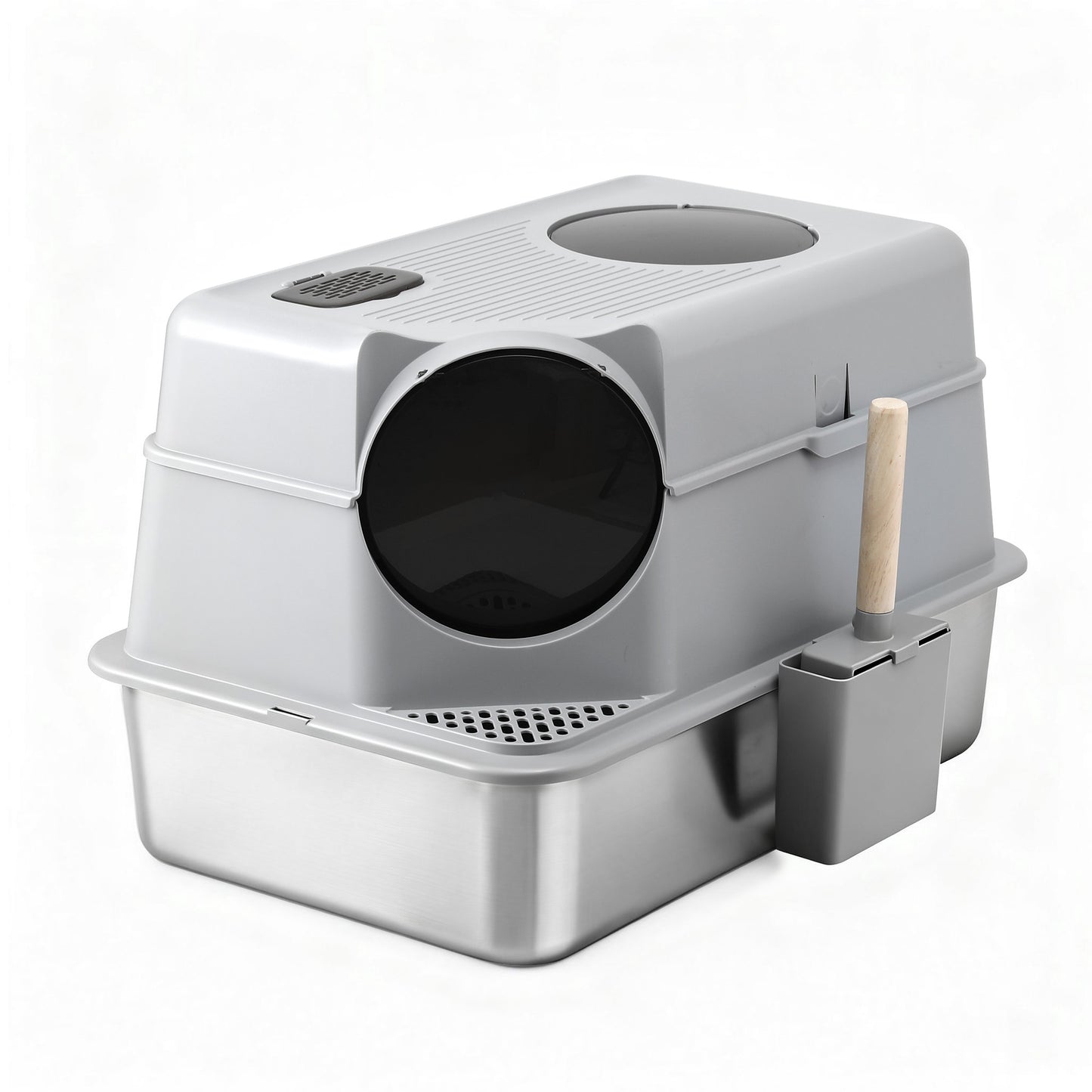 i.Pet Cat Litter Box Large Stainless Steel High Sided Pet Toilet Odour Control