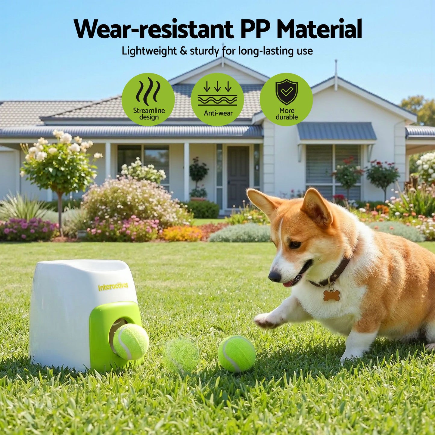 i.Pet 2-in-1 Interactive Dog Treat Dispenser Toy with 2 Balls Green