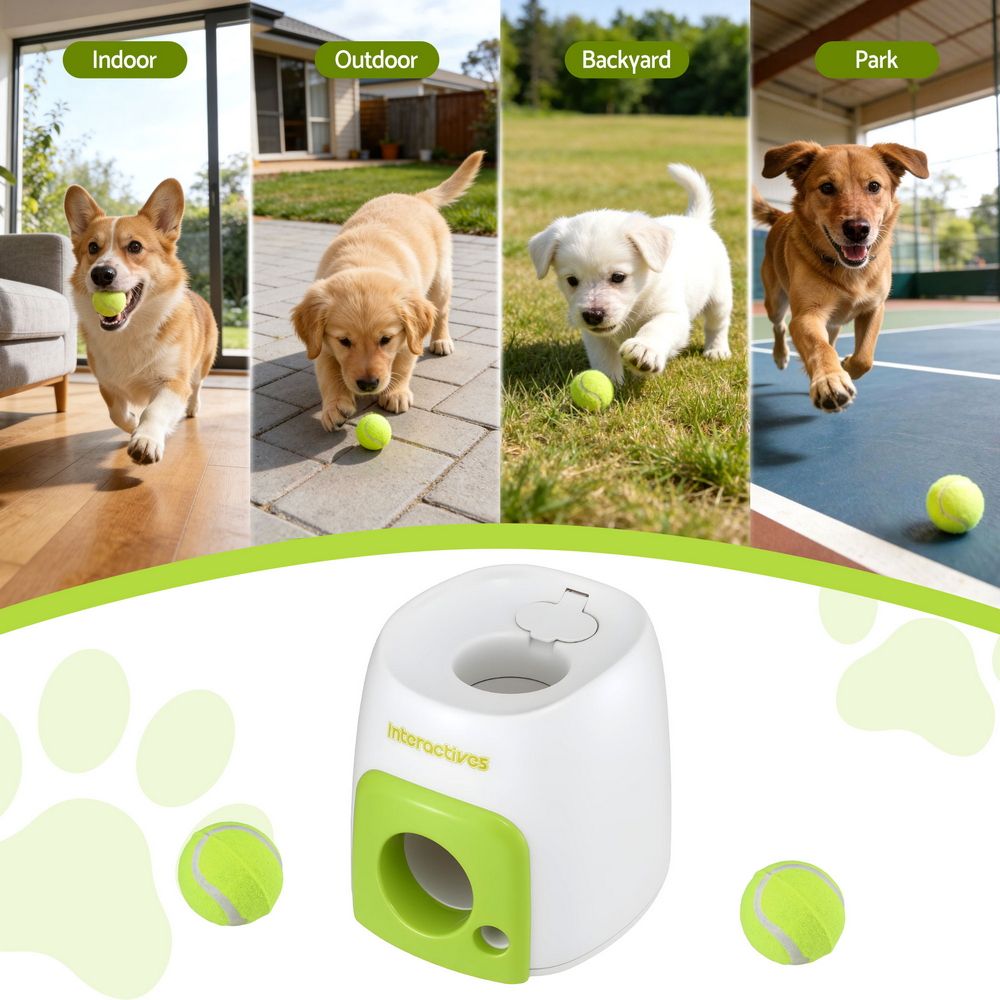i.Pet 2-in-1 Interactive Dog Treat Dispenser Toy with 2 Balls Green