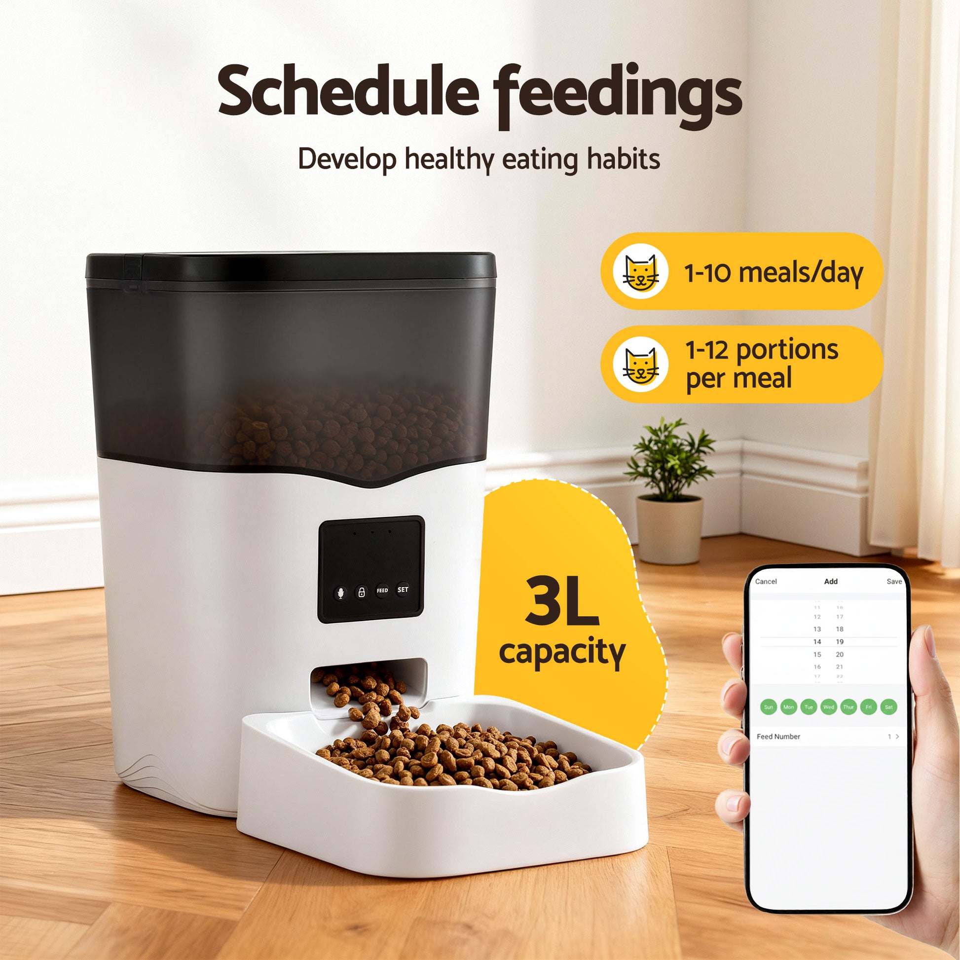 i.Pet Automatic Pet Feeder Dog Cat Feeder Wifi 3L Auto Smart Food Dispenser