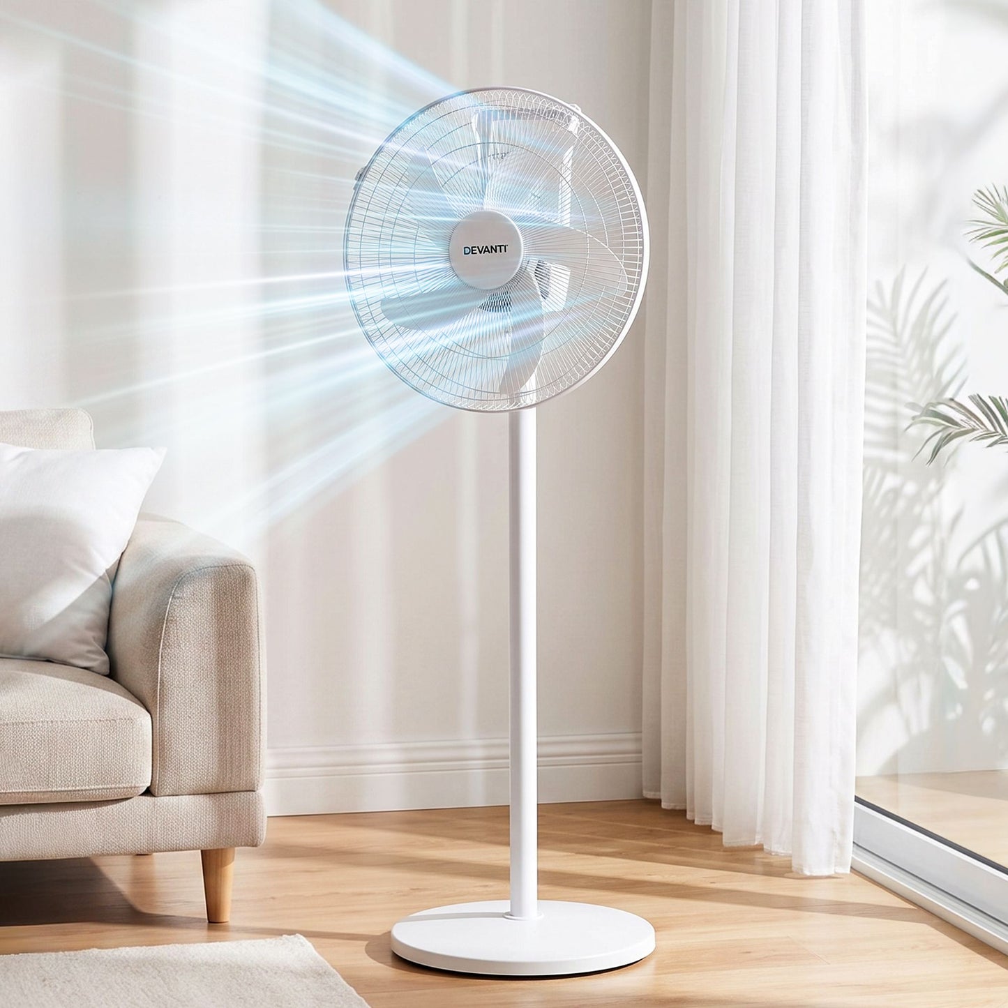 DEVANTI 16" 5-in-1 Rechargeable Fan for Pedestal Table Floor Wall Ceiling