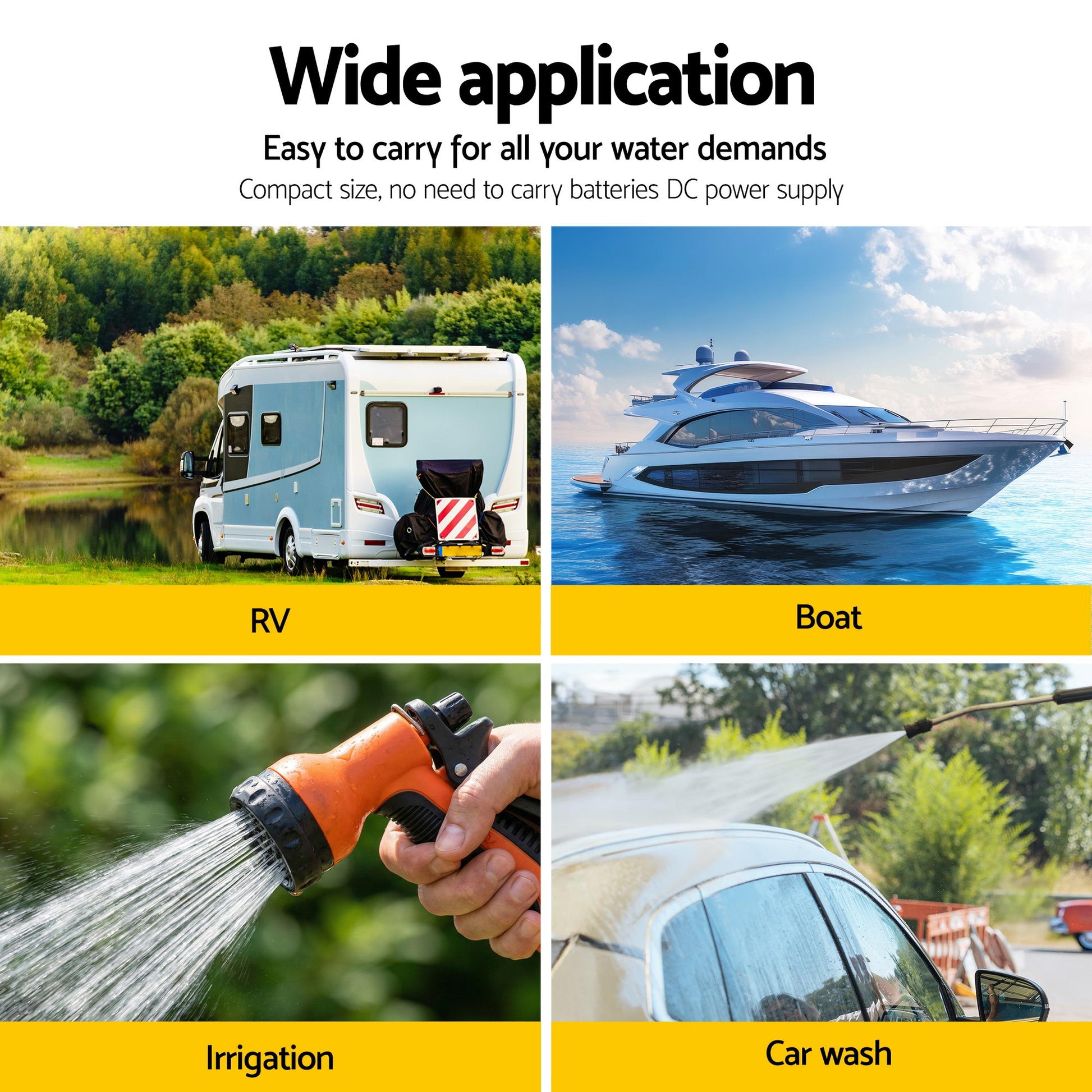 Giantz 12V DC Water Pump, 11.3LPM 55PSI 3 GPM Self-Priming RV Water Pressure Pump with Automatic Pressure Switch, for RV Marine Camping Yacht Garden Fresh Water Diaphragm, 2088-554-144 Replacement