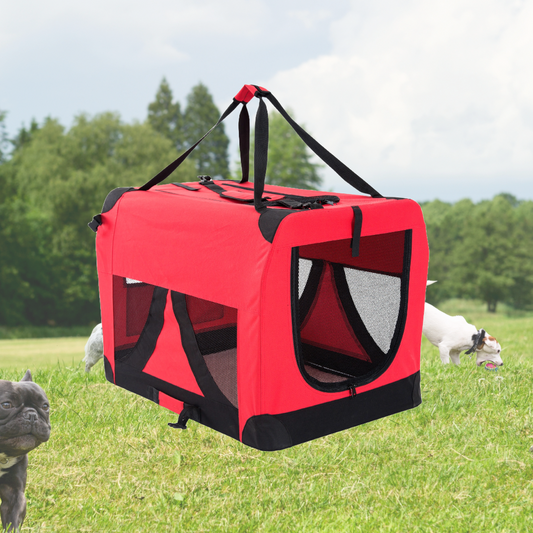 Portable Soft Dog Cage Crate Carrier L RED