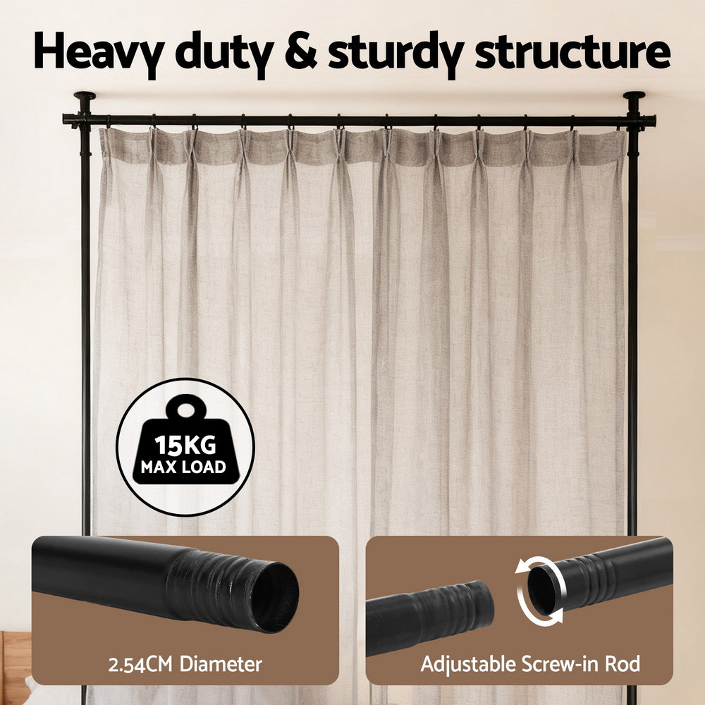 Artiss Room Divider Curtain Rod Extendable Black