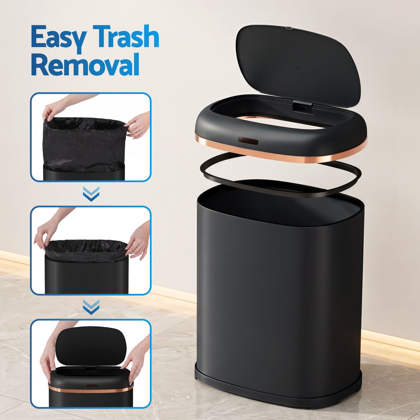 Devanti 38L Motion Sensor Bin Rubbish Automatic Black
