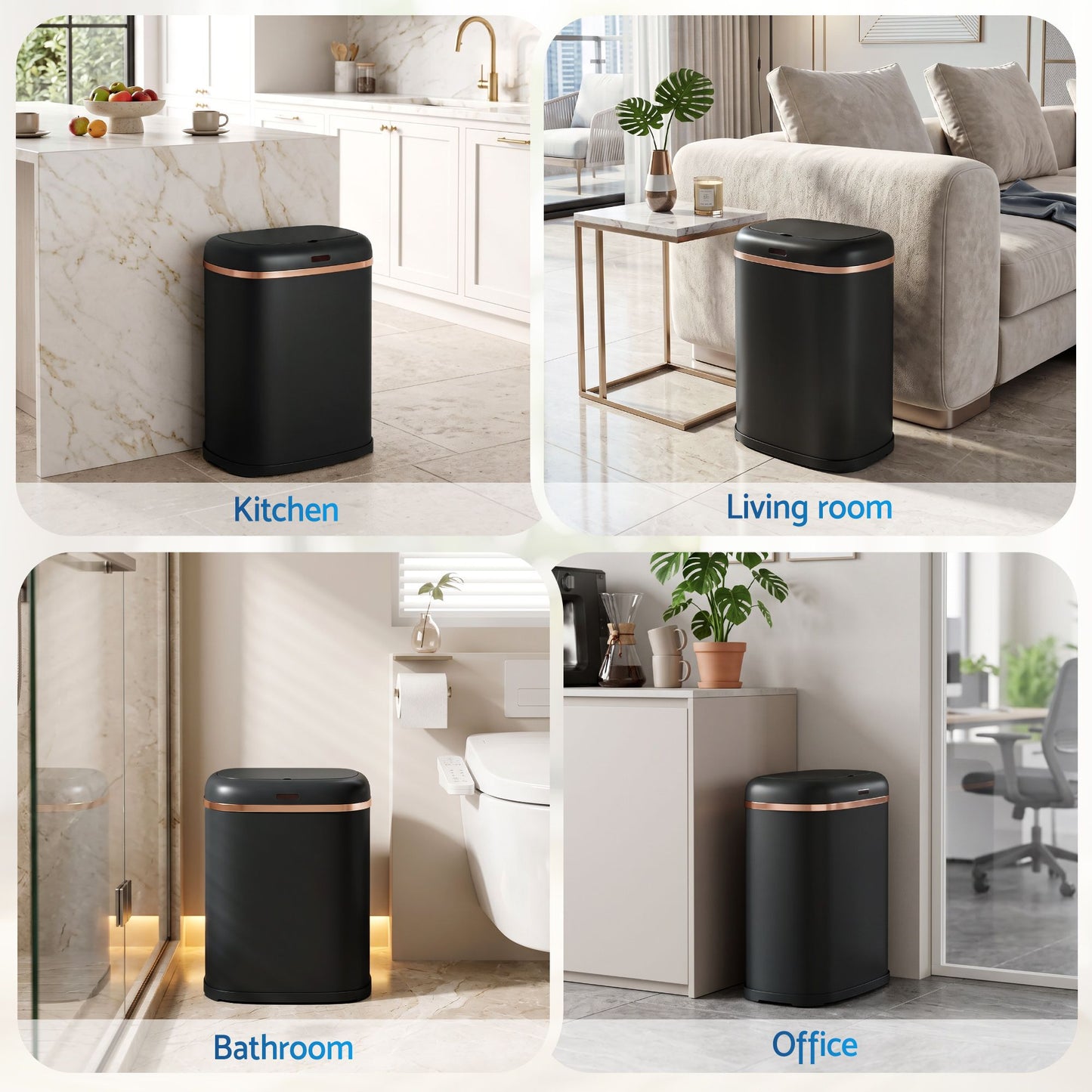 Devanti 38L Motion Sensor Bin Rubbish Automatic Black