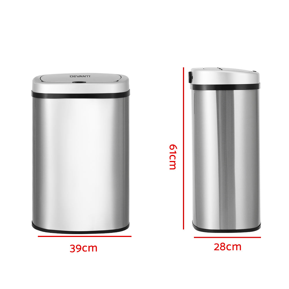 devanti-sensor-bin-motion-rubbish-stainless-trash-can-automatic-touch-free-bins at www.mallsonline.com.au