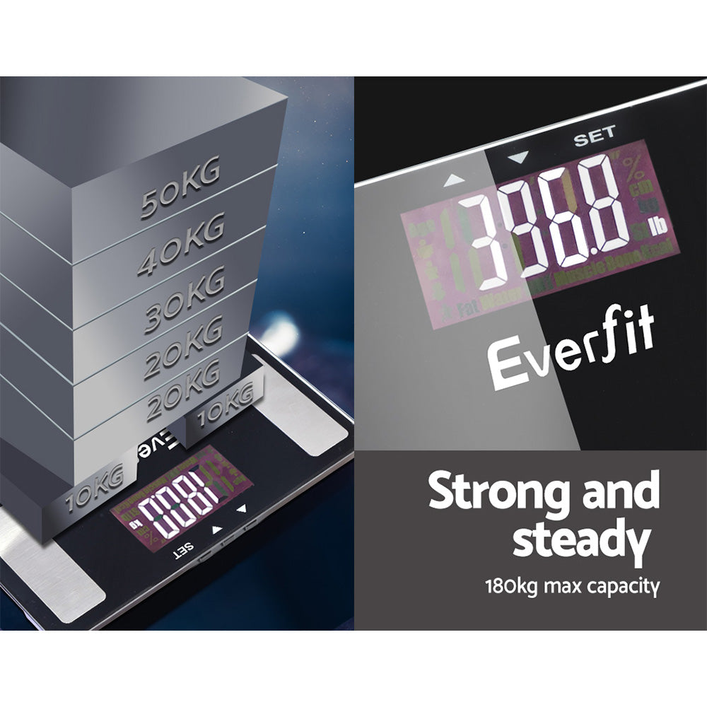 Everfit Bathroom Scale w/ BMI Wireless Bluetooth Gym 180KG