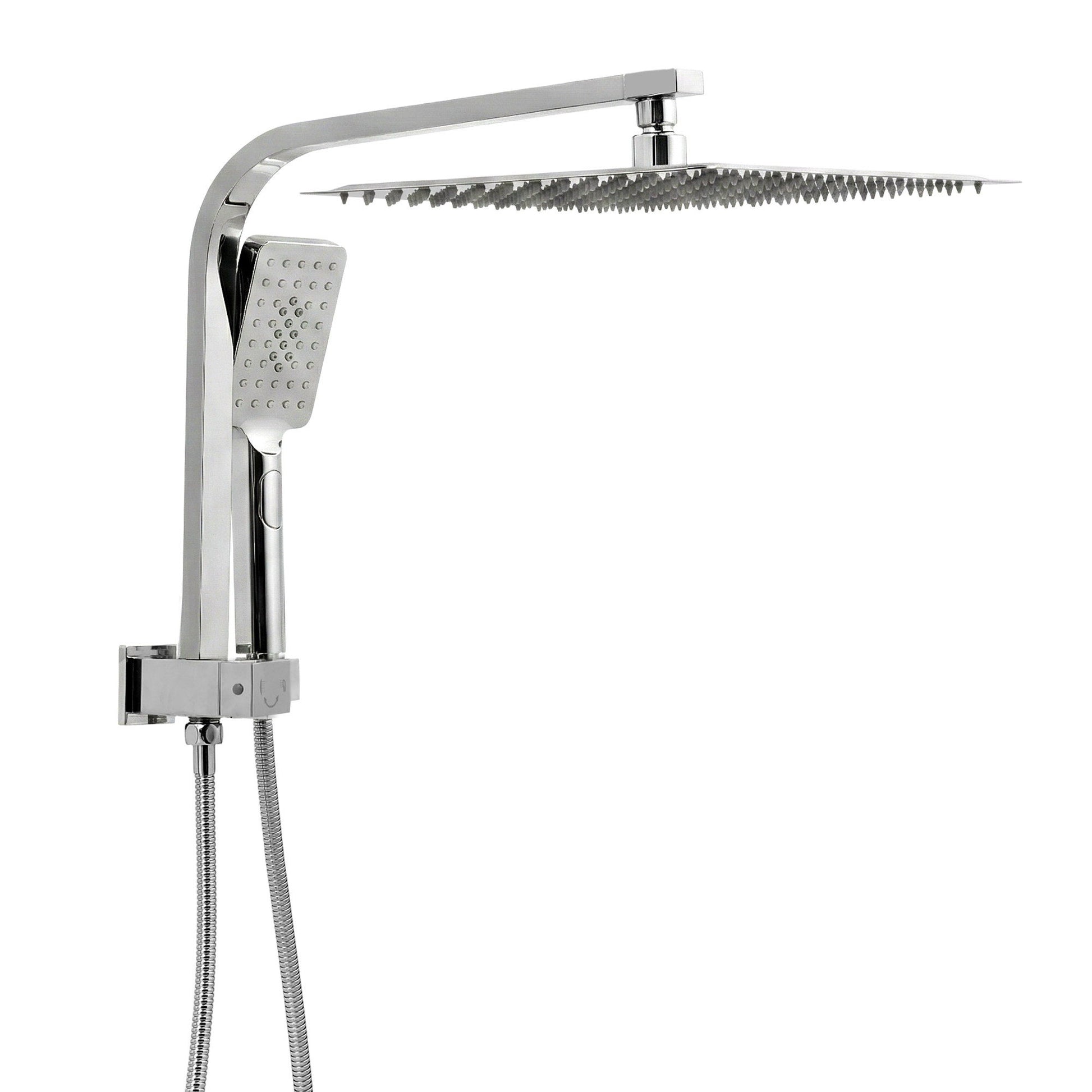 12" Rain Shower Head Set with 3-Mode Handheld Brass High Pressure WELS Chrome