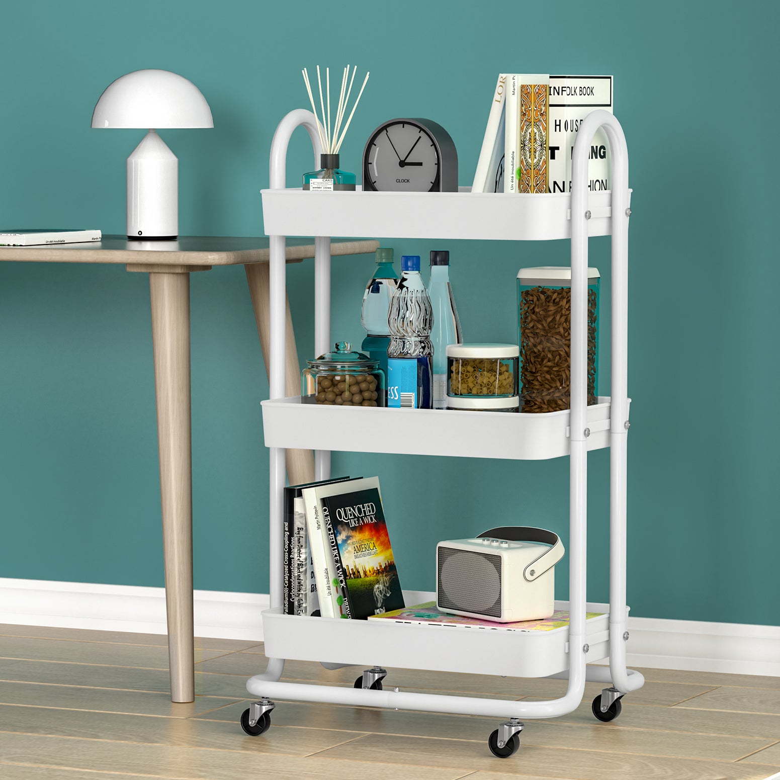 artiss-storage-trolley-kitchen-cart-3-tiers-rack-shelf-organiser-wheels-white at www.mallsonline.com.au