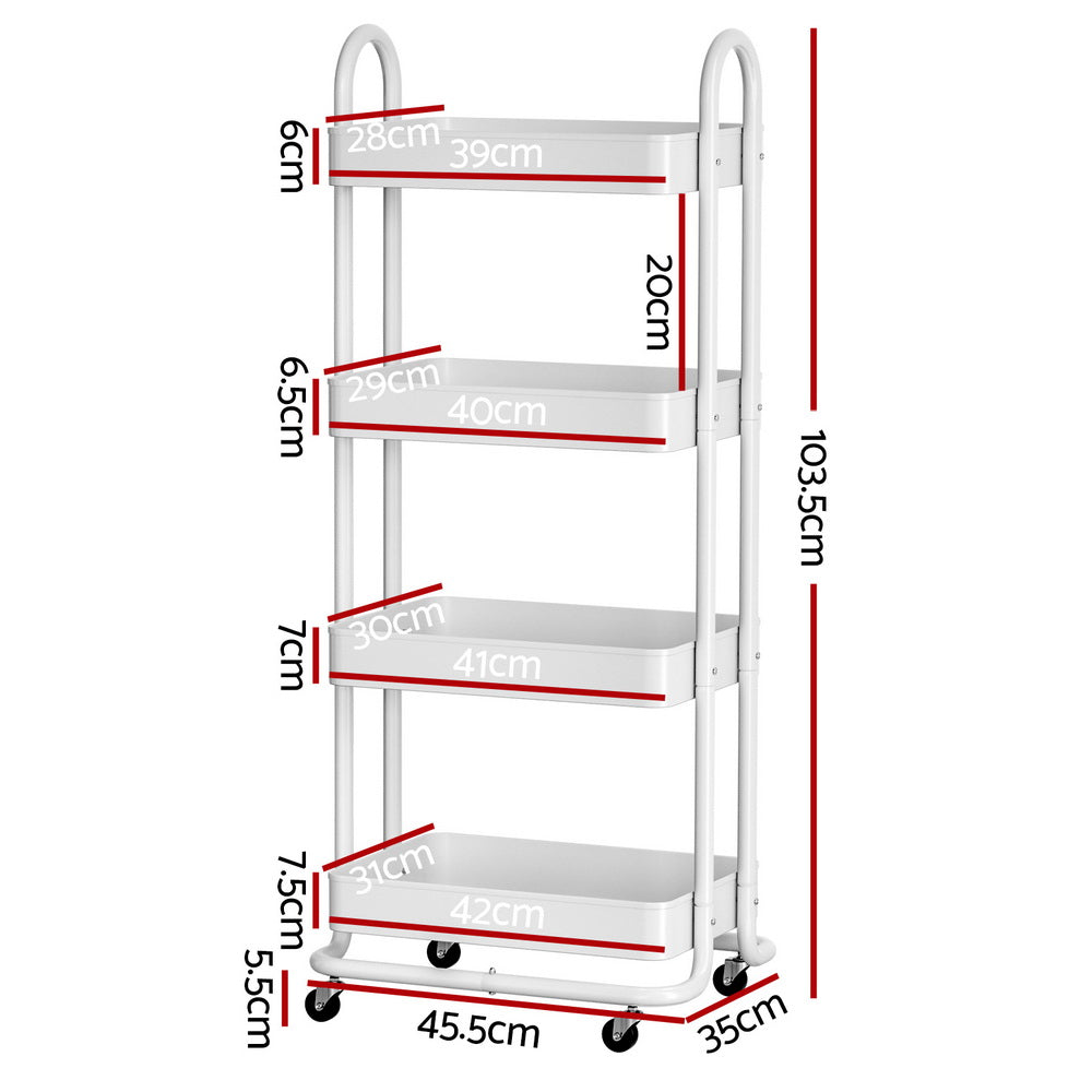 artiss-storage-trolley-kitchen-cart-4-tiers-white at www.mallsonline.com.au