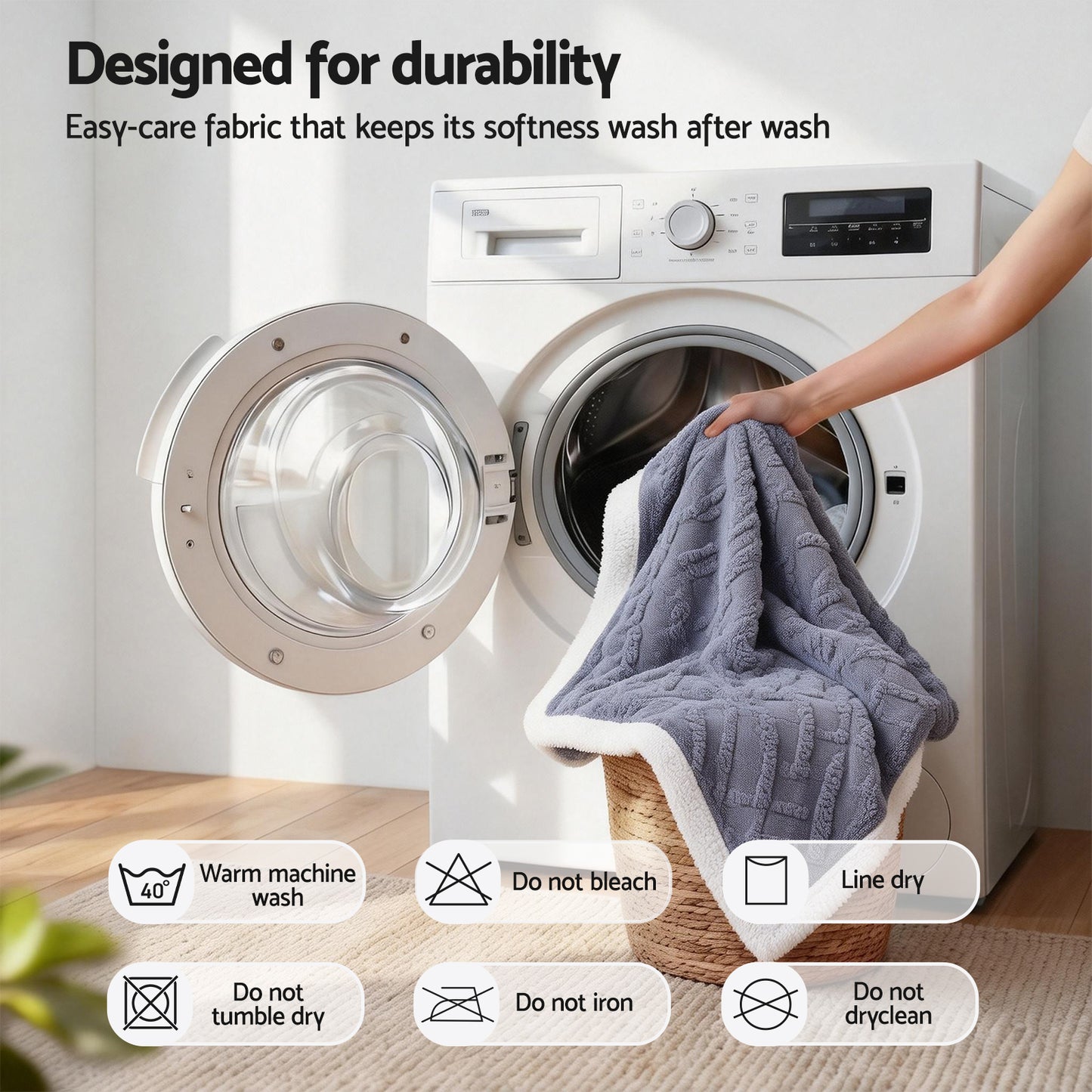 Giselle 152x203cm Throw Blanket Double-Sided Fleece Lightweight For Sofa Couch Bed Queen