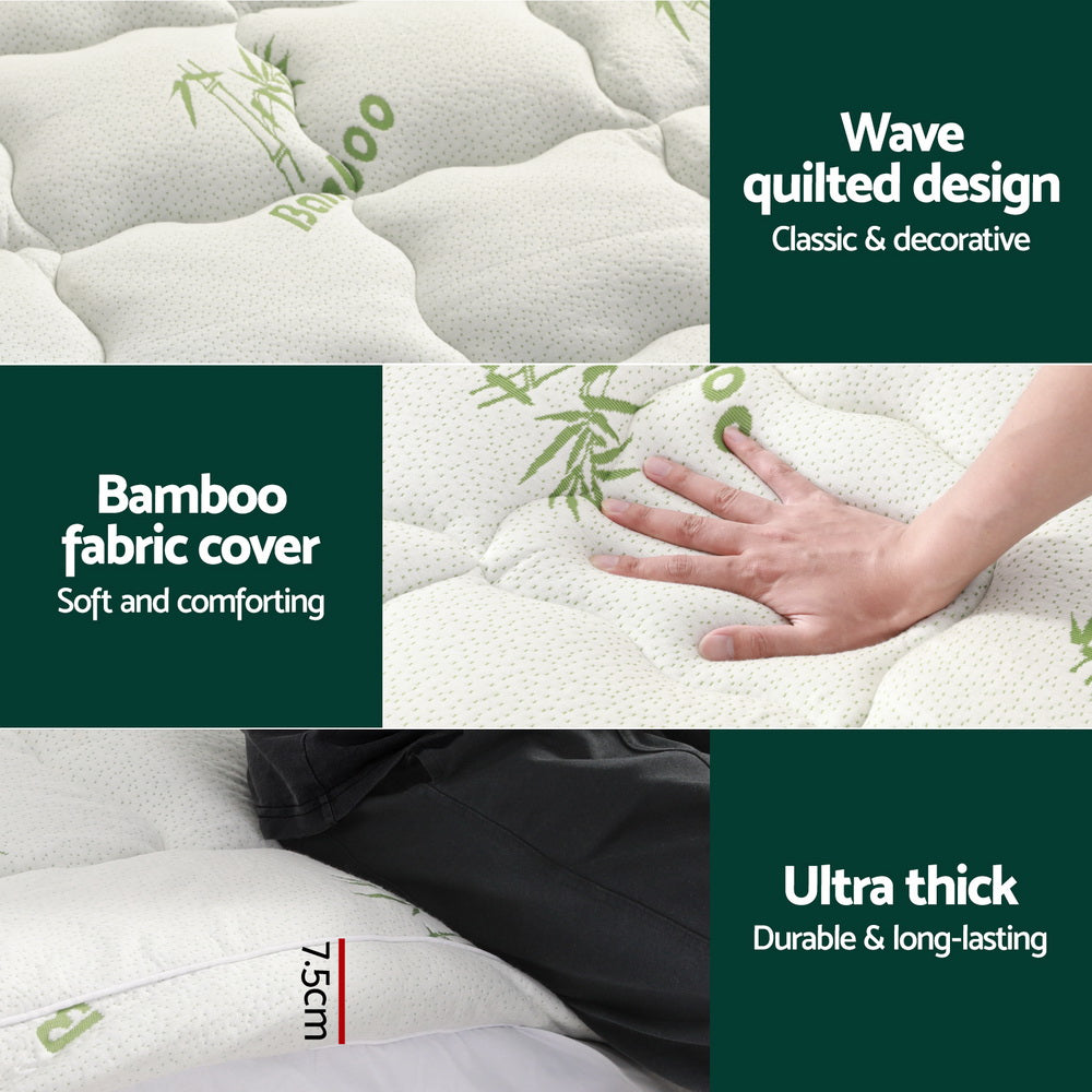 giselle-bedding-mattress-topper-pillowtop-bamboo-7-5cm-king-single at www.mallsonline.com.au