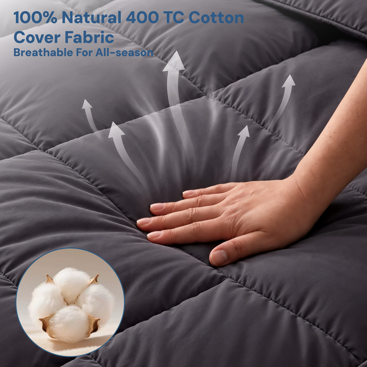 Giselle Bedding Bamboo Charcoal Filling Pillowtop Topper 1000GSM 5cm Thick Pillowtop Pad for Back Pain Relief Washable with 45cm Deep Pocket King