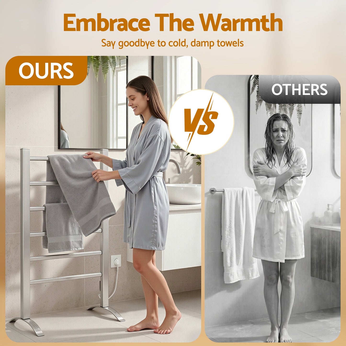 Devanti Electric Heated Towel Rail Rack 6 Bars Clothes Warmer