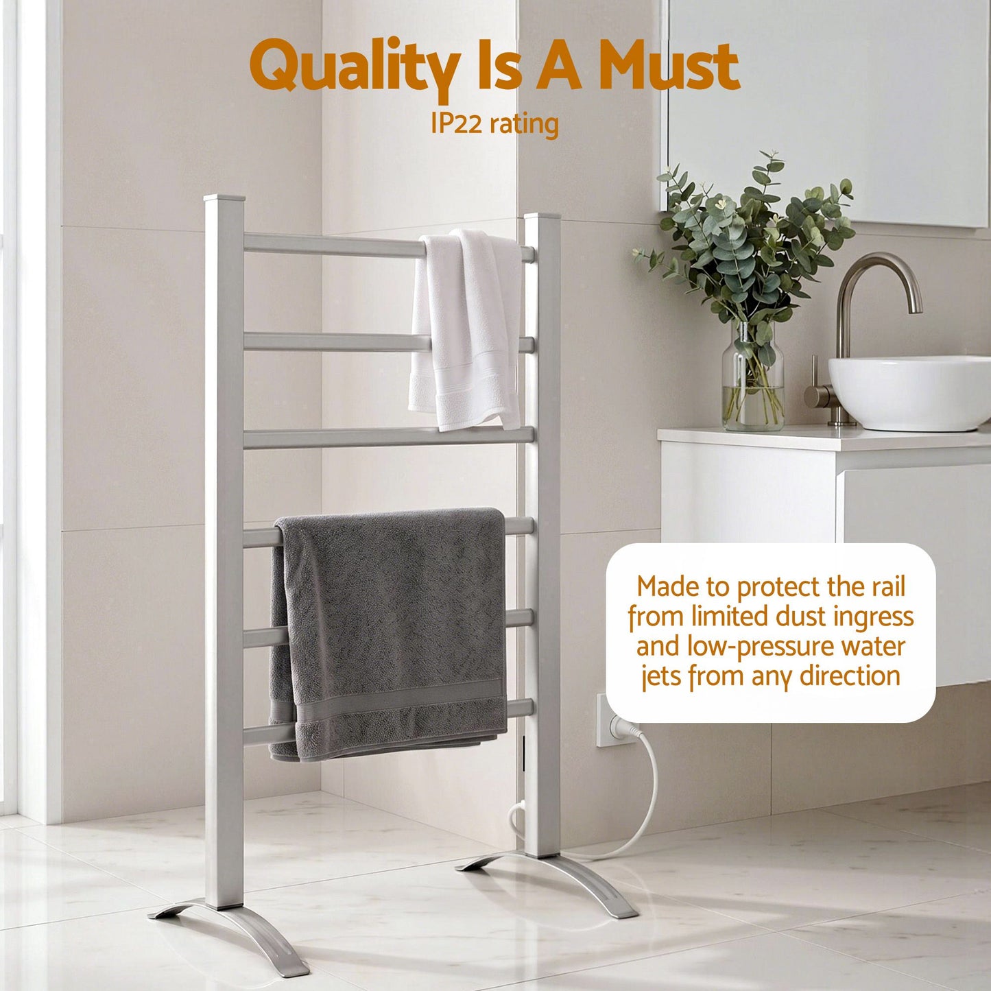 Devanti Electric Heated Towel Rail Rack 6 Bars Clothes Warmer